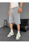 Su Yolu Çizgili Ön Arka Cepli Şort Yazlık Nefes Alabilir - Gri