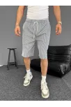 Su Yolu Çizgili Ön Arka Cepli Şort Yazlık Nefes Alabilir - Gri