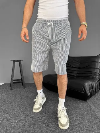 Su Yolu Çizgili Ön Arka Cepli Şort Yazlık Nefes Alabilir - Gri Su Yolu Çizgili Ön Arka Cepli Şort Yazlık Nefes Alabilir - Gri