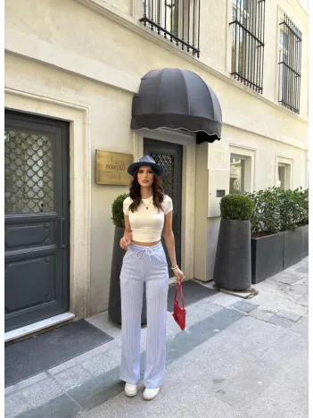 Su Yolu Çizgili kolay Kombinle Ne Bilir Cepli Pantolon - Açık Mavi Su Yolu Çizgili kolay Kombinle Ne Bilir Cepli Pantolon - Açık Mavi