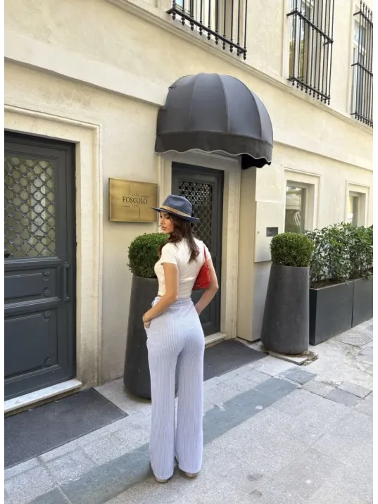 Su Yolu Çizgili kolay Kombinle Ne Bilir Cepli Pantolon - Açık Mavi Su Yolu Çizgili kolay Kombinle Ne Bilir Cepli Pantolon - Açık Mavi