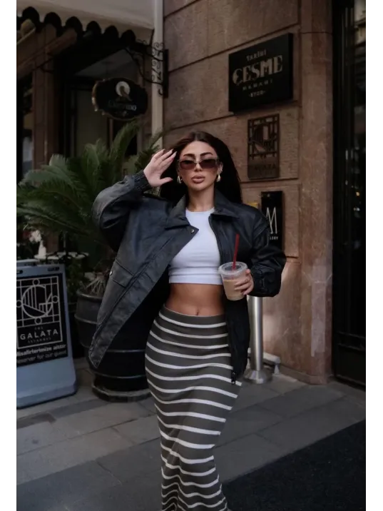 Suni Deri Pilot Ceket