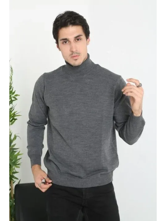 Unisex Tam Boğazlı Balıkçı Yaka Dokuma Triko - Füme Unisex Tam Boğazlı Balıkçı Yaka Dokuma Triko - Füme