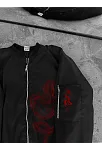Erkek Unisex Siyah Bomber Mont – Kırmızı Ejderha Desenli, Fermuarlı Cepli, Kapitone Astarlı Günlük Ve Sokak Modası Ceket - Siyah