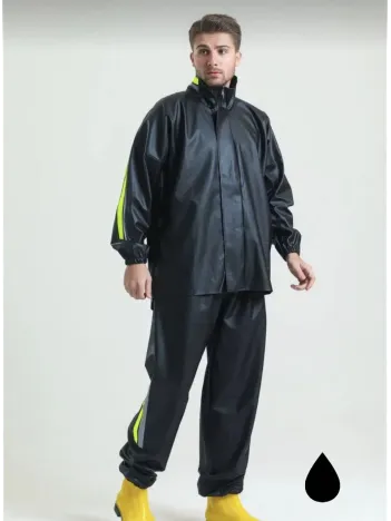 Tam Kalıp Motorcu Kurye Su Gecirmez Yağmurluk Takım - Siyah