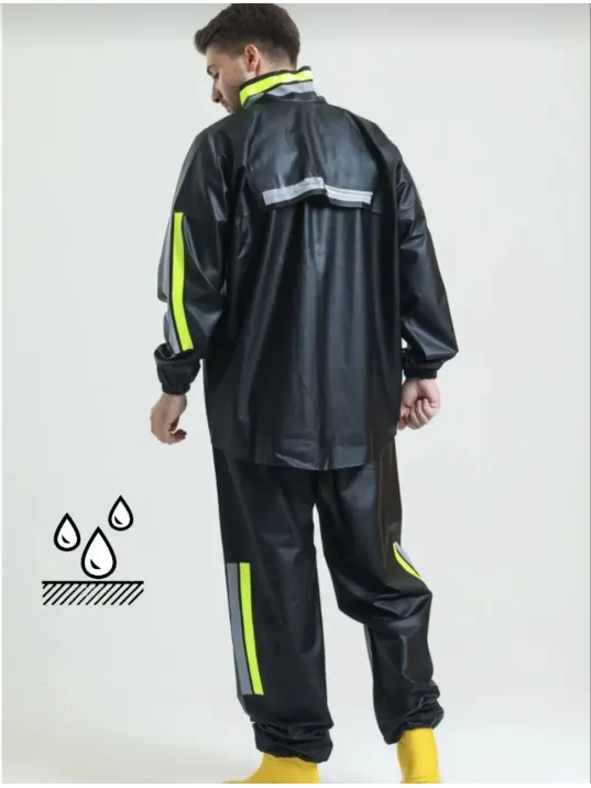 Tam Kalıp Motorcu Kurye Su Gecirmez Yağmurluk Takım - Siyah