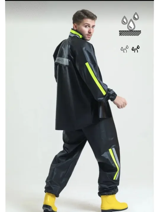 Tam Kalıp Motorcu Kurye Su Gecirmez Yağmurluk Takım - Siyah