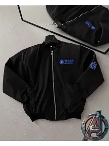 Stark Industries Siyah Bomber Mont – Fermuarlı, Cepli, Uzun Kollu, Kapitone Astarlı, Bahar Ve Kış Mevsimi Rahat Unisex Ceket - Siyah