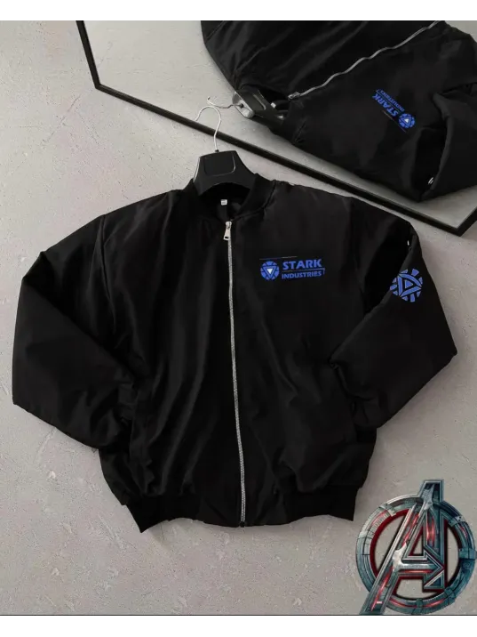 Stark Industries Siyah Bomber Mont – Fermuarlı, Cepli, Uzun Kollu, Kapitone Astarlı, Bahar ve Kış Mevsimi Rahat Unisex Ceket - Siyah Stark Industries Siyah Bomber Mont – Fermuarlı, Cepli, Uzun Kollu, Kapitone Astarlı, Bahar ve Kış Mevsimi Rahat Unisex Ceket - Siyah