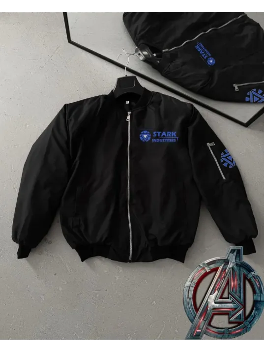 Stark Industries Siyah Bomber Mont – Fermuarlı, Cepli, Uzun Kollu, Kapitone Astarlı, Bahar ve Kış Mevsimi Rahat Unisex Ceket - Siyah Stark Industries Siyah Bomber Mont – Fermuarlı, Cepli, Uzun Kollu, Kapitone Astarlı, Bahar ve Kış Mevsimi Rahat Unisex Ceket - Siyah
