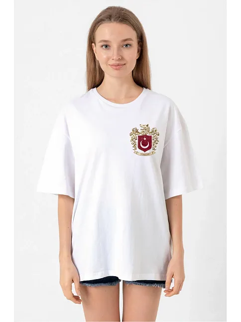 Türk Arma Baskı T-shirt- Beyaz