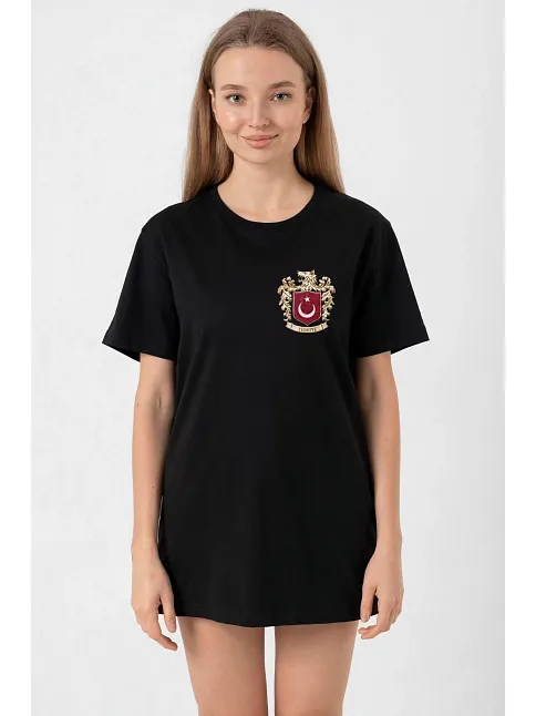 Türk Arma Baskı T-shirt - Siyah
