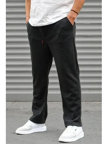 Erkek Üç İplik Basic Eşofman Boru Paça İpli Pantolon - Antrasit