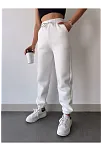 Üç İplik Basic Lastikli Eşofman Pantolon - Beyaz