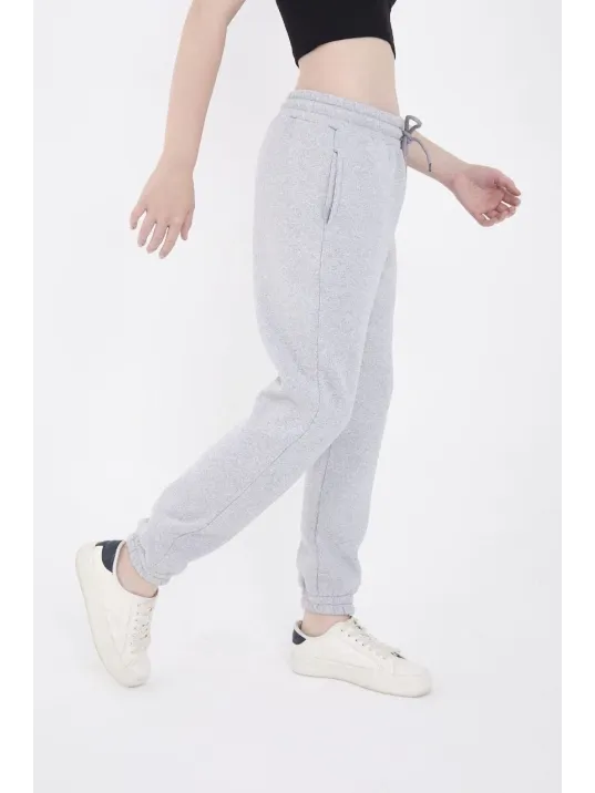 Üç İplik Basic Lastikli Eşofman Pantolon - Gri Üç İplik Basic Lastikli Eşofman Pantolon - Gri