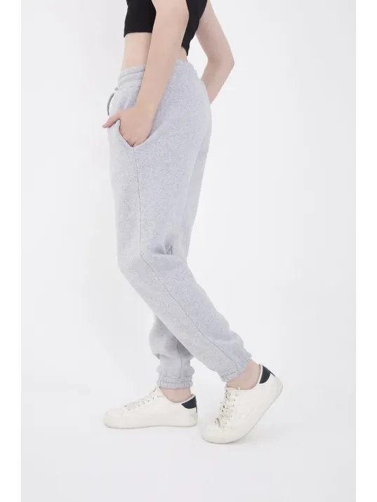 Üç İplik Basic Lastikli Eşofman Pantolon - Gri Üç İplik Basic Lastikli Eşofman Pantolon - Gri