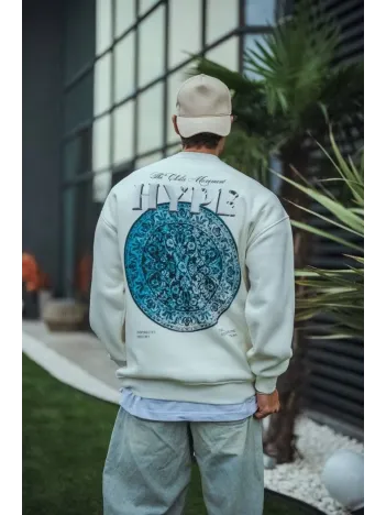 Üç İplik Bisiklet Yaka Baskılı SweatShirt - Beyaz Üç İplik Bisiklet Yaka Baskılı SweatShirt - Beyaz