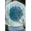 Üç İplik Bisiklet Yaka Baskılı SweatShirt - Beyaz