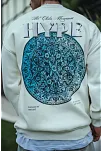 Üç İplik Bisiklet Yaka Baskılı Sweatshirt - Beyaz