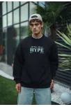 Üç İplik Bisiklet Yaka Baskılı Sweatshirt - Siyah