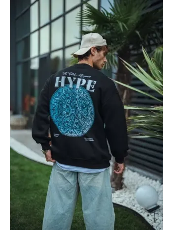 Üç İplik Bisiklet Yaka Baskılı SweatShirt - Siyah Üç İplik Bisiklet Yaka Baskılı SweatShirt - Siyah