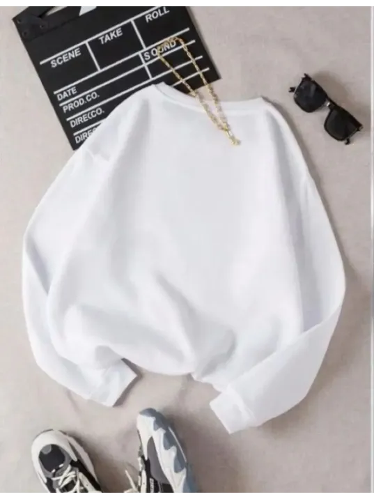 Unisex Üç İplik Biskilet Yaka SweatShirt - Beyaz Unisex Üç İplik Biskilet Yaka SweatShirt - Beyaz