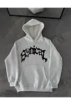 Kışlık Kapüşonlu Baskılı Oversize Sweatshirt- Beyaz