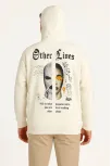 Erkek Kapşonlu Sweatshirt – Oversize Üç İplik Şardonlu Hoodie, “other Lives” Ön & Arka Baskılı, Kanguru Cepli, Kışlık Rahat Günlük Stil - Beyaz