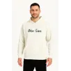 Erkek Kapşonlu Sweatshirt – Oversize Üç İplik Şardonlu Hoodie, “Other Lives” Ön & Arka Baskılı, Kanguru Cepli, Kışlık Rahat Günlük Stil - Beyaz