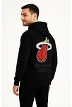 Erkek Kapşonlu Sweatshirt – Üç İplik Şardonlu Kumaş, Oversize Fit, Ön & Arka Baskılı, Kanguru Cepli, Kışlık Rahat Hoodie - Siyah