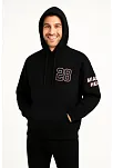 Erkek Kapşonlu Sweatshirt – Üç İplik Şardonlu Kumaş, Oversize Fit, Ön & Arka Baskılı, Kanguru Cepli, Kışlık Rahat Hoodie - Siyah
