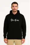 Erkek Kapşonlu Sweatshirt – Oversize Üç İplik Şardonlu Hoodie, “other Lives” Ön & Arka Baskılı, Kanguru Cepli, Kışlık Rahat Günlük Stil - Siyah