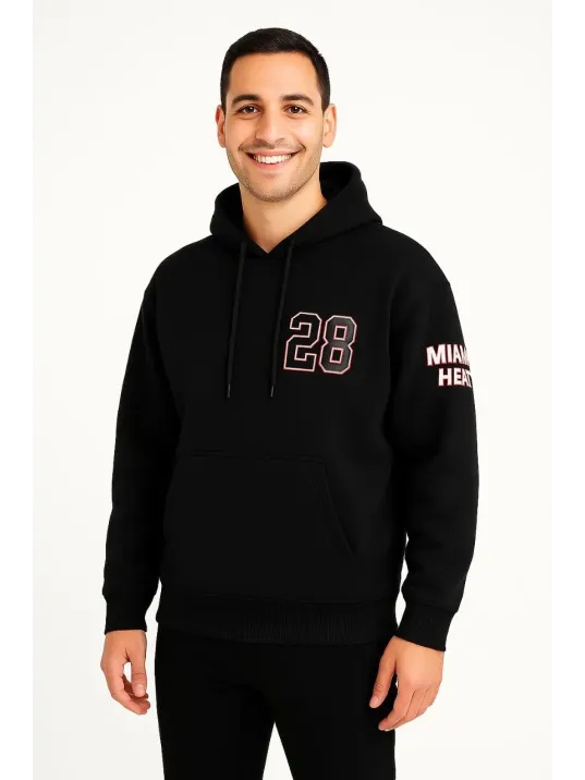 Erkek Kapşonlu Sweatshirt – Üç İplik Şardonlu Kumaş, Oversize Fit, Ön & Arka Baskılı, Kanguru Cepli, Kışlık Rahat Hoodie - Siyah Erkek Kapşonlu Sweatshirt – Üç İplik Şardonlu Kumaş, Oversize Fit, Ön & Arka Baskılı, Kanguru Cepli, Kışlık Rahat Hoodie - Siyah