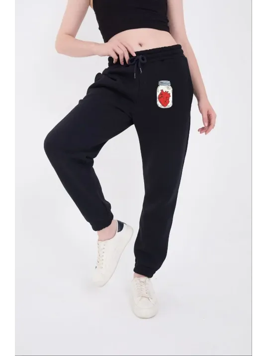 Üç İplik Lastikli Baskılı Eşofman Pantolon - Lacivert Üç İplik Lastikli Baskılı Eşofman Pantolon - Lacivert