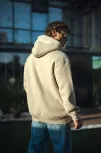 Üç İplik Penye Kapşonlu Basic Sweatshirt - Bej