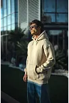 Üç İplik Penye Kapşonlu Basic Sweatshirt - Bej