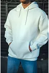 Üç İplik Penye Kapşonlu Basic Sweatshirt - Beyaz