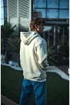 Üç İplik Penye Kapşonlu Basic Sweatshirt - Beyaz