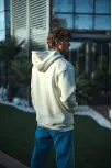 Üç İplik Penye Kapşonlu Basic Sweatshirt - Beyaz