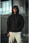 Üç İplik Penye Kapşonlu Basic Sweatshirt - Siyah
