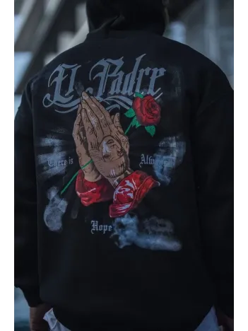 Üç İplik Penye Kapşonlu Baskılı SweatShirt - Siyah Üç İplik Penye Kapşonlu Baskılı SweatShirt - Siyah