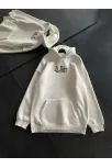 Üç İplik Penye Uzun Kol Kapüşonlu Baskılı Sweatshirt - Beyaz
