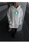 Üç İplik Penye Uzun Kol Kapüşonlu Sweatshirt - Beyaz