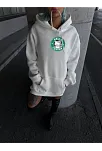 Üç İplik Penye Uzun Kol Kapüşonlu Sweatshirt - Beyaz