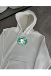 Üç İplik Penye Uzun Kol Kapüşonlu Sweatshirt - Beyaz