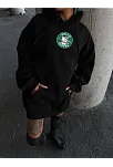 Üç İplik Penye Uzun Kol Kapüşonlu Sweatshirt - Siyah