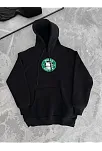 Üç İplik Penye Uzun Kol Kapüşonlu Sweatshirt - Siyah