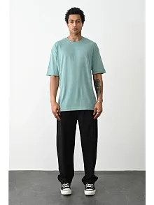 Erkek Düz Basic Bisiklet Yaka Kısa Kol T-shirt - Açık Mavi