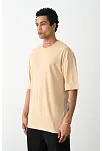 Erkek Düz Basic Bisiklet Yaka Kısa Kol T-shirt - Bej