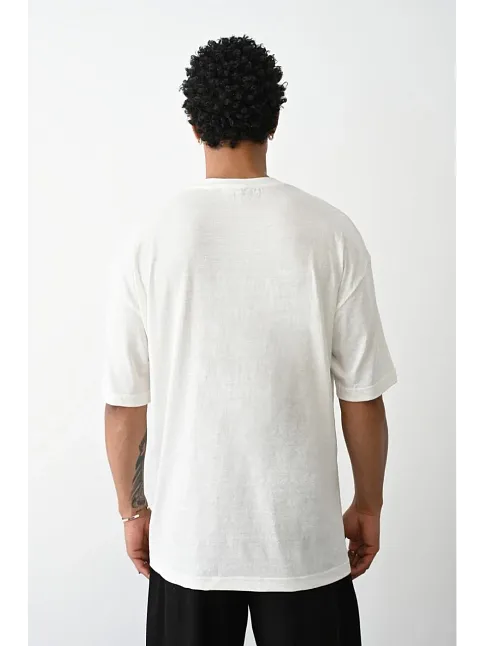 Erkek Düz Basic Bisiklet Yaka Kısa Kol  T-shirt - Beyaz